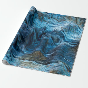 Papier Cadeau Détail d'une roche avec des variantes de bleu. Roc