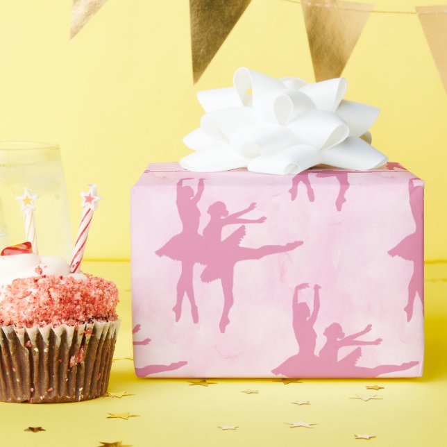Papier Cadeau Deux Ballerinas Rose Toute Occasion (Fête d'anniversaire)