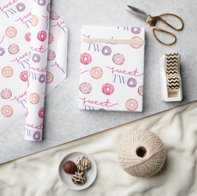 Papier Cadeau Deux douceurs 2ème Thème Donut Anniversaire (Artisanat)