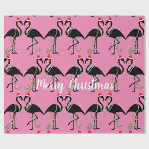 Papier Cadeau Deux Flamingos Noël 