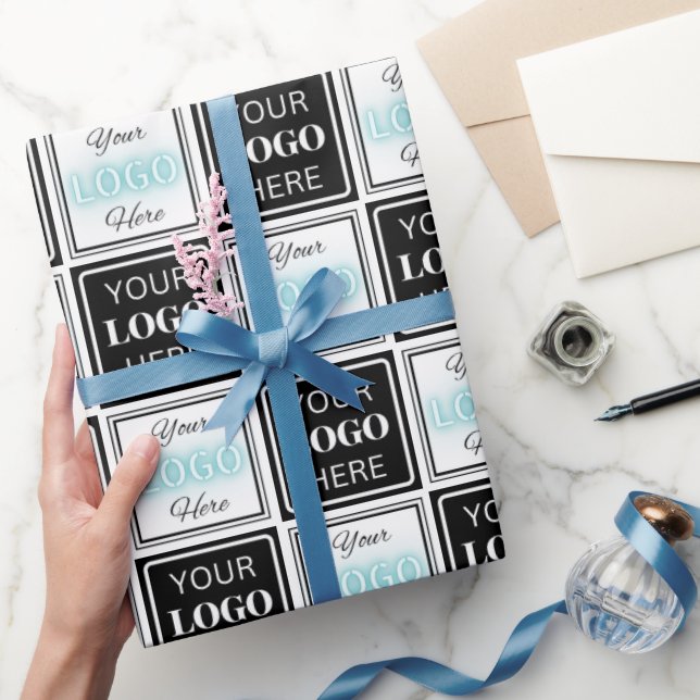 Papier Cadeau Deux logos événement blanc simple toile de fond (Cadeaux)