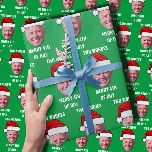 Papier Cadeau Deux mots Joyeux 4 juillet Joe Biden Noël