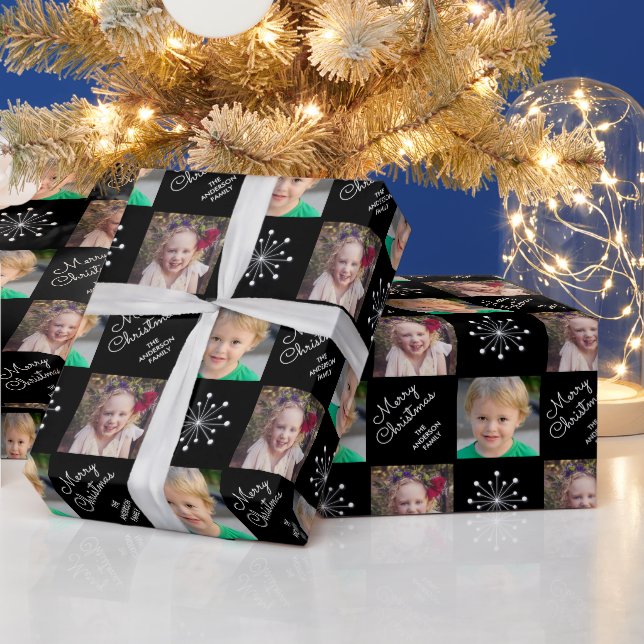 Papier Cadeau Deux photos Collage violet Joyeux Noël (Vacances)