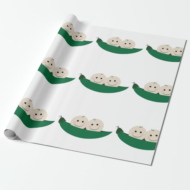 Papier Cadeau Deux pois dans une cosse jumelle le bébé (Déroulé)