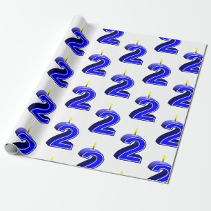 Papier Cadeau Deuxième 2e anniversaire 2 bougie bleu