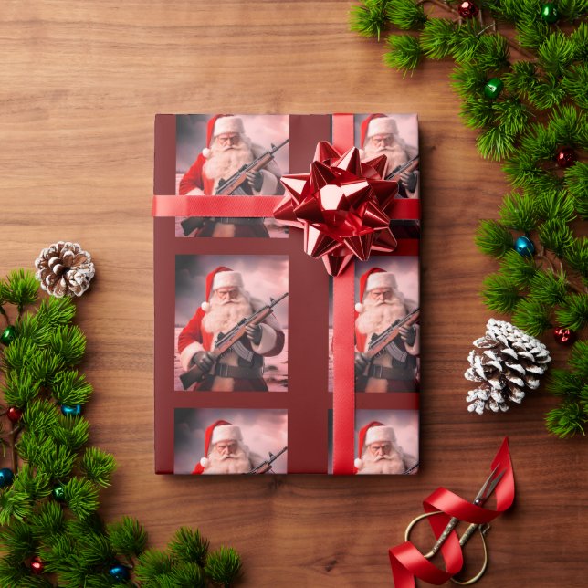 Papier Cadeau Deuxième amendement Père Noël Funny Christmas (Cadeau de vacances)