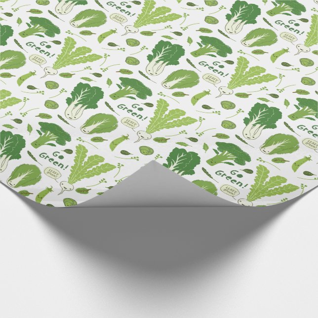 Papier Cadeau Devenez écolo ! Vert feuillu ! Légume heureux de (Coin)