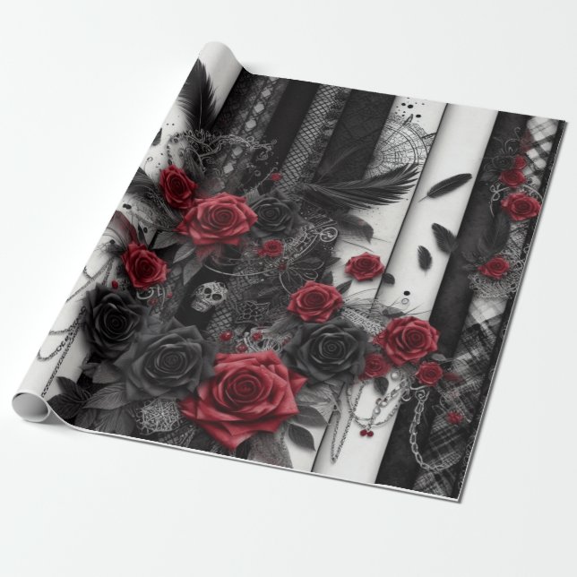 Papier cadeau d'Halloween Vintage gothique (Déroulé)