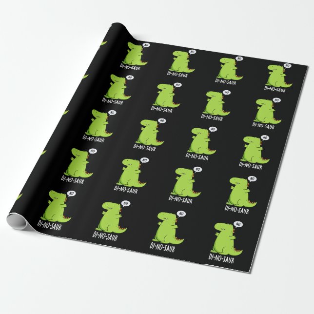 Papier Cadeau Di-no-saur Dinosaure Drôle Puns Dark BG (Déroulé)