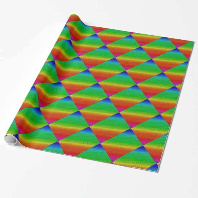 Papier Cadeau Diagonale arc-en-ciel rouge à vert (Déroulé)