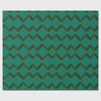 Papier Cadeau Diamant Art Déco vert et or Papier à envelopper