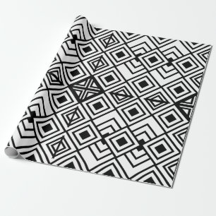 Papier Cadeau Diamant géométrique géométrique noir et blanc