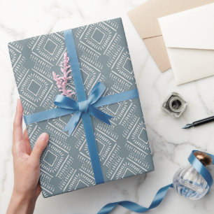 Papier Cadeau Diamant géométrique moderne Motif ardoise bleu