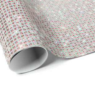 Papier Cadeau Diamant scintillant nacré en ivoire d'or rose