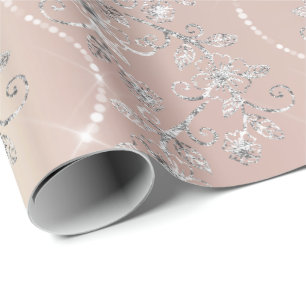 Papier Cadeau Diamants brillants Blush Pearl Argent Rose Or