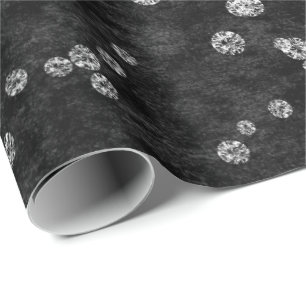 Papier Cadeau Diamants Confetti noir blanc velours élégant