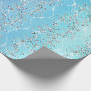 Papier Cadeau Diamants étincelants Gris Argent Bleu Océan Verre