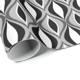 Papier Cadeau Diamants modernes, noir, blanc et gris de la