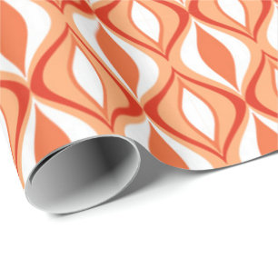 Papier Cadeau Diamants, orange et blanc modernes de la moitié du