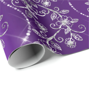 Papier Cadeau Diamants parfumés Plum violet gris blanc