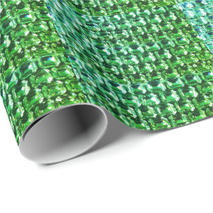 Papier Cadeau Diamants verts, motif de bijoux en pierre de taill
