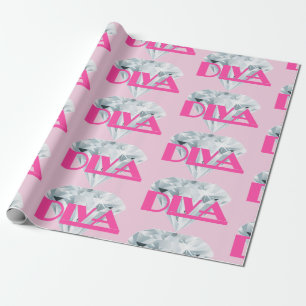 Papier Cadeau Diamond Diva Pink Gem Girl Texte Typographie