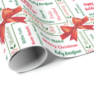Papier Cadeau Différentes langues de Joyeux Noël personnalisées