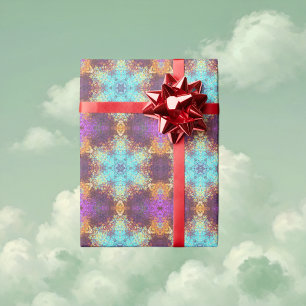 Papier Cadeau Digital Mandala bleu jaune et violet