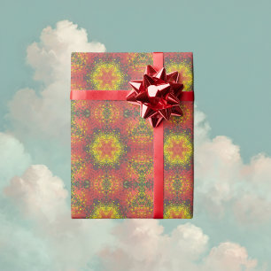 Papier Cadeau Digital Mandala jaune rouge et noir