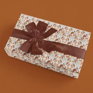 Papier Cadeau Dinde de Thanksgiving Motif d'Automne