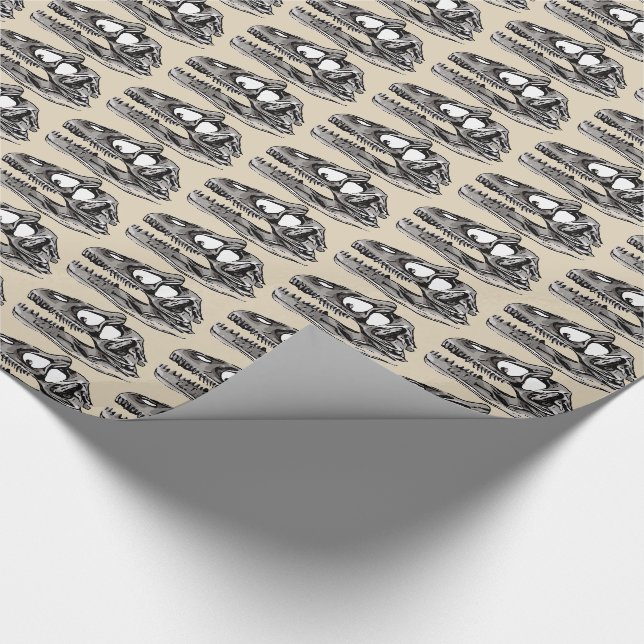 Papier Cadeau DINO - Papier brillant beige, 30" x 6" (Coin)
