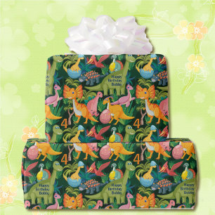 Papier Cadeau Dinosaur Anniversaire Personnaliser Nom et âge Cad