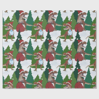 Papier Cadeau Dinosaur Noël T-Rex Père Noël