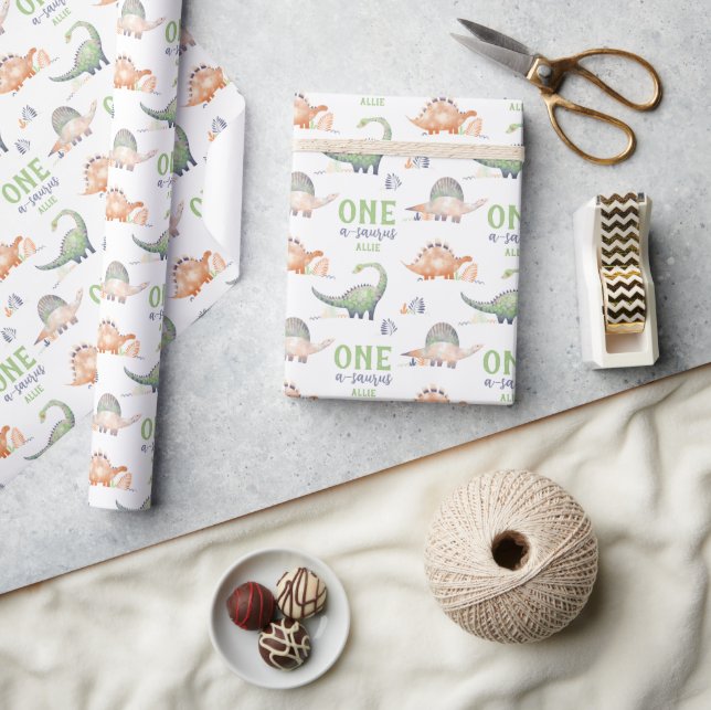 Papier Cadeau Dinosaur One-A-Saurus 1er anniversaire (Artisanat)