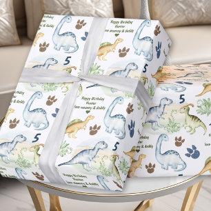 Papier Cadeau Dinosaur T rex Garçon Anniversaire Nom Texte