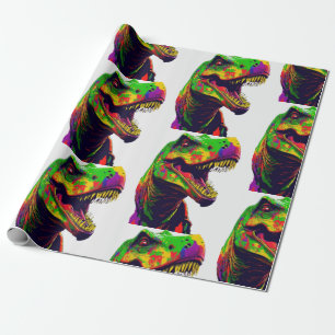 Papier Cadeau Dinosaur Vert Enfants d'anniversaire