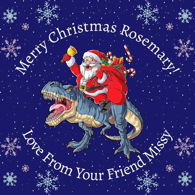Papier Cadeau Dinosaure à cheval de Noël personnalisé Père Noël (Créateur téléchargé)