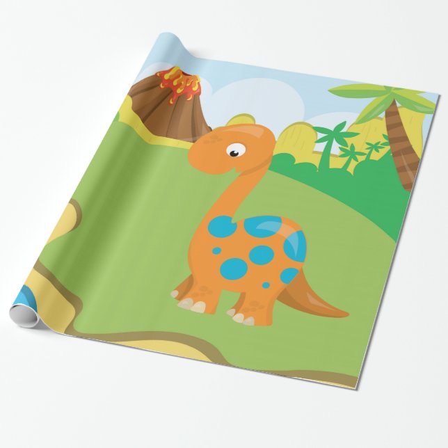 Papier Cadeau Dinosaure adorable (Déroulé)