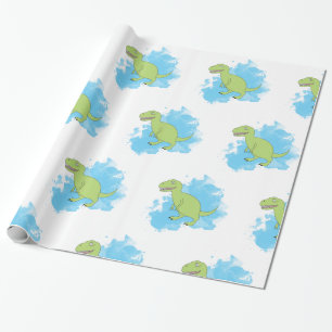 Papier Cadeau Dinosaure avec Aquarelle Arrière - plan Design