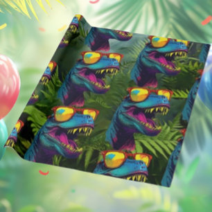 Papier Cadeau Dinosaure Blue Jungle T Rex Jurassique Cool