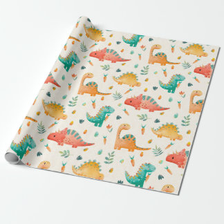 Papier Cadeau Dinosaure de printemps