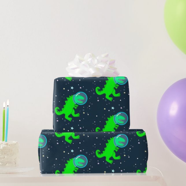 Papier Cadeau Dinosaure Dinosaure, astronaute spatial T-Rex (Cadeaux de fête)