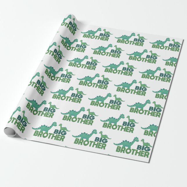 Papier Cadeau Dinosaure grand frère enfants garçons dinos (Déroulé)