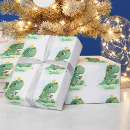 Papier Cadeau Dinosaure & lumières de Noël Baby Boy Noël