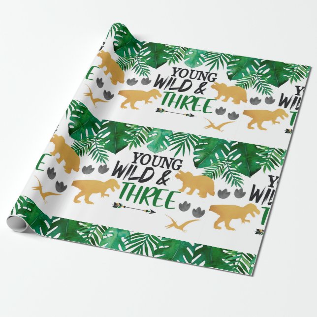 Papier Cadeau Dinosaure Papier d'enveloppement pour le troisième (Déroulé)