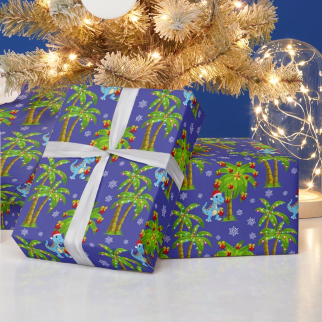 Papier Cadeau Dinosaure préhistorique fête de Noël envelopper (Vacances)