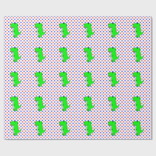 Papier Cadeau Dinosaure vert Rouge Bleu Pois papier enveloppant