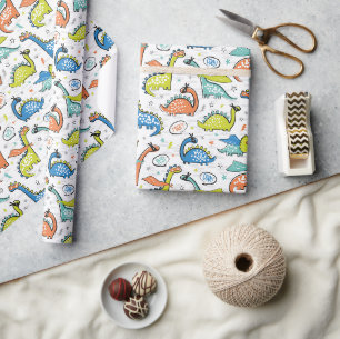 Papier Cadeau Dinosaures avec masques superhéros, capuchons et t