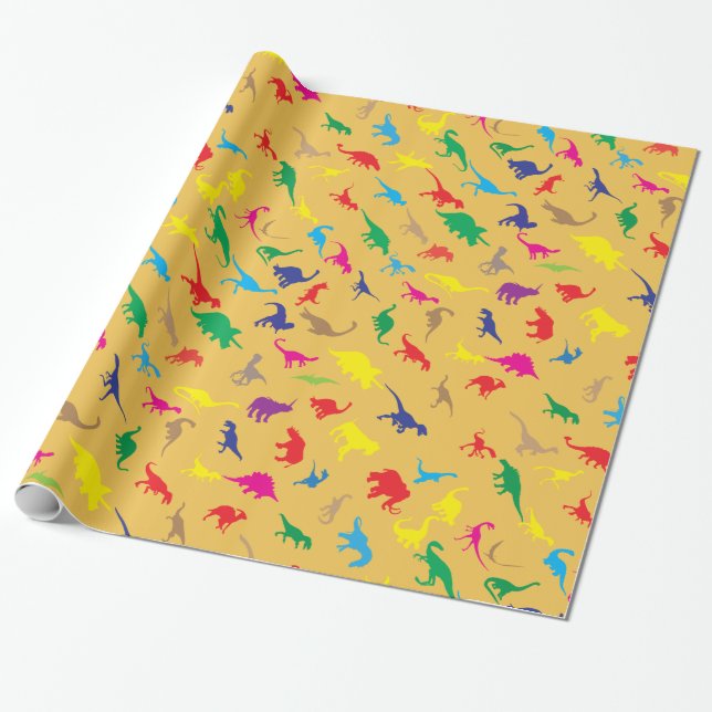 Papier Cadeau Dinosaures colorés (Déroulé)