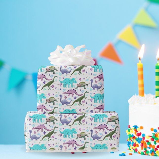Papier Cadeau Dinosaures colorés Mania (Créateur téléchargé)